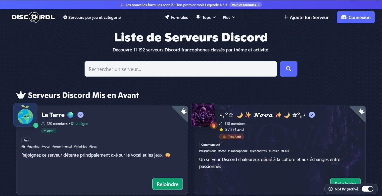 Aperçu du site DiscordL.org